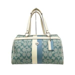 Coach F14478 Heritage Stripe Signature Handbag Blue/Ivory NEW WITH TAGS